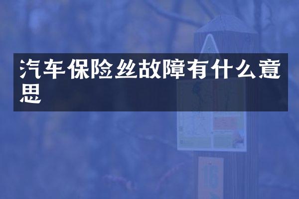 汽车保险丝故障有什么意思