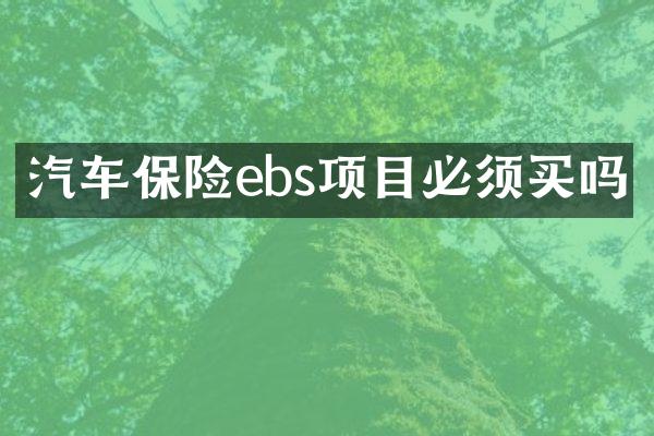 汽车保险ebs项目必须买吗