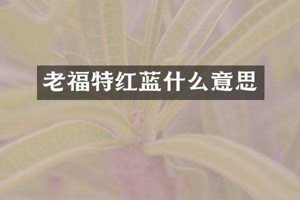 老福特红蓝什么意思
