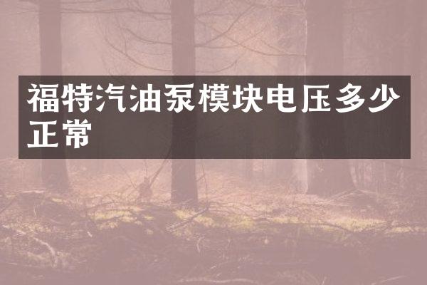 福特汽油泵模块电压多少正常