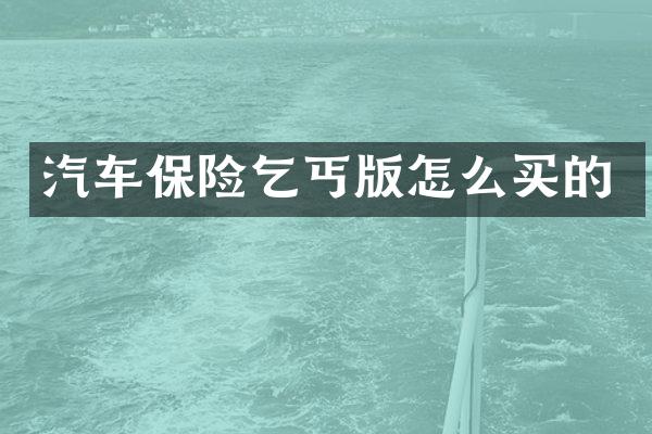 汽车保险乞丐版怎么买的