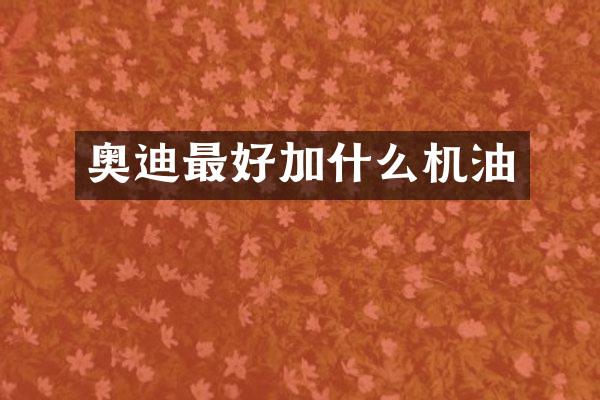 奥迪最好加什么机油