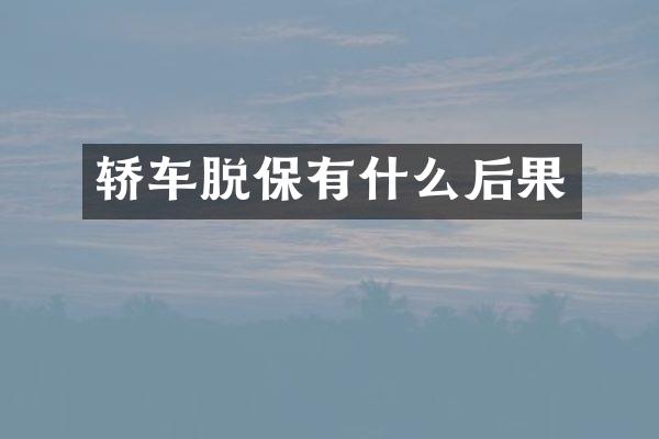 轿车脱保有什么后果