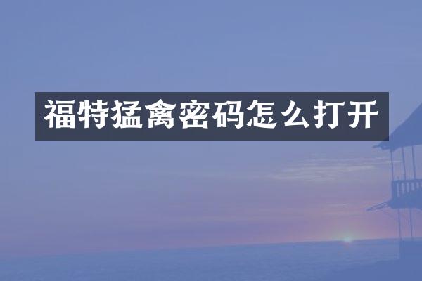 福特猛禽密码怎么打开