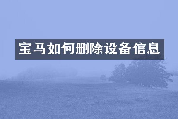 宝马如何删除设备信息
