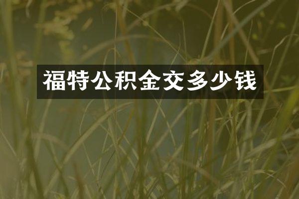 福特公积金交多少钱