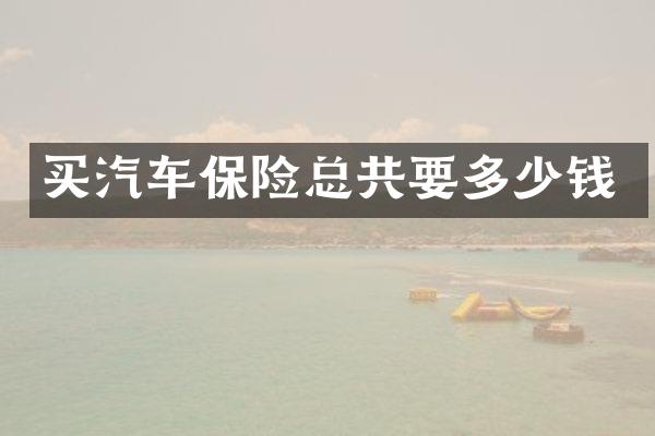 买汽车保险总共要多少钱