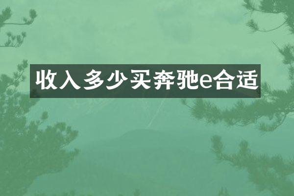 收入多少买奔驰e合适