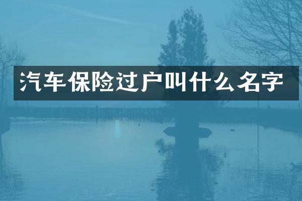 汽车保险过户叫什么名字