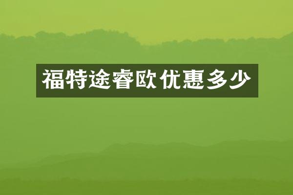 福特途睿欧优惠多少