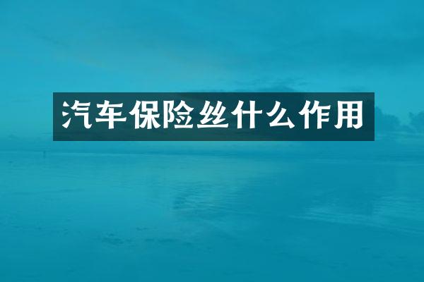 汽车保险丝什么作用
