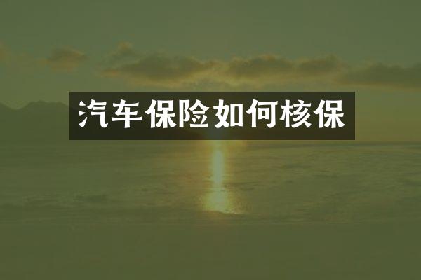 汽车保险如何核保