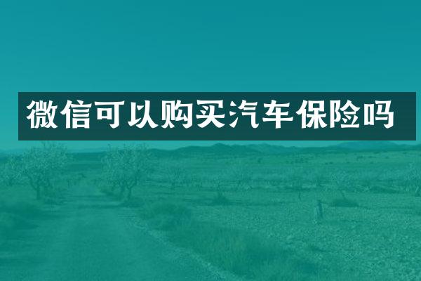微信可以购买汽车保险吗