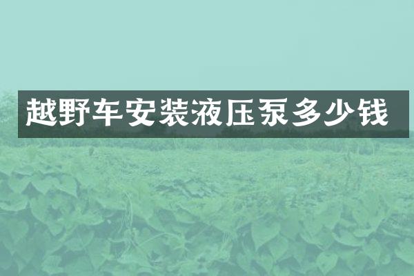 越野车安装液压泵多少钱