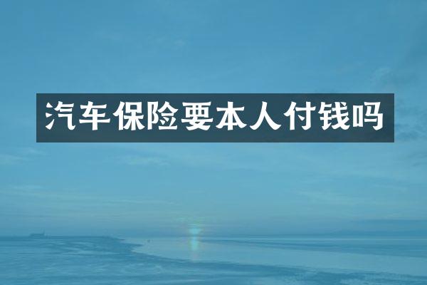 汽车保险要本人付钱吗