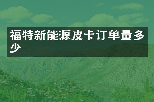 福特新能源皮卡订单量多少
