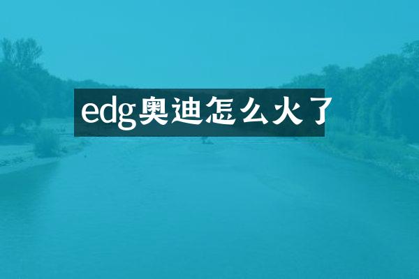 edg奥迪怎么火了