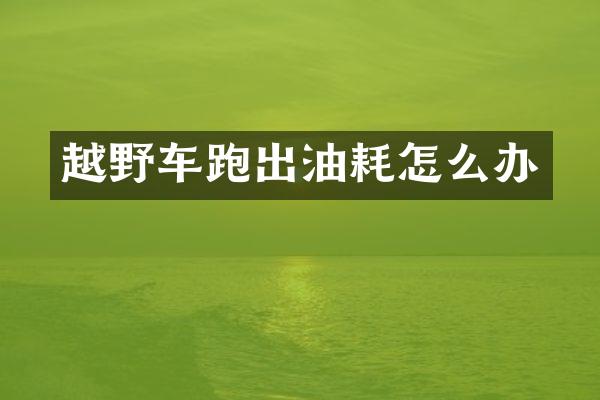越野车跑出油耗怎么办