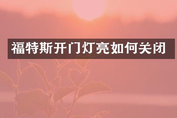福特斯开门灯亮如何关闭