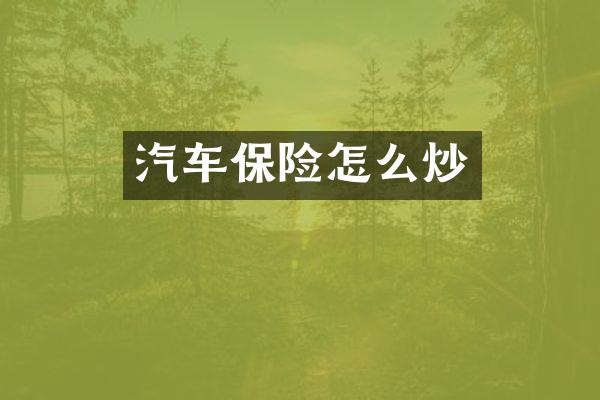 汽车保险怎么炒