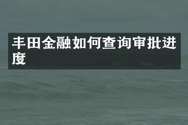 丰田金融如何查询审批进度