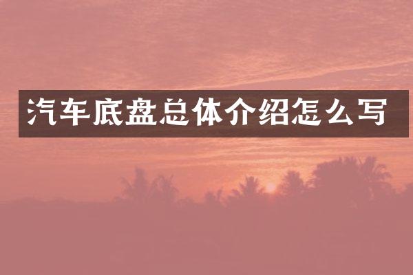 汽车底盘总体介绍怎么写