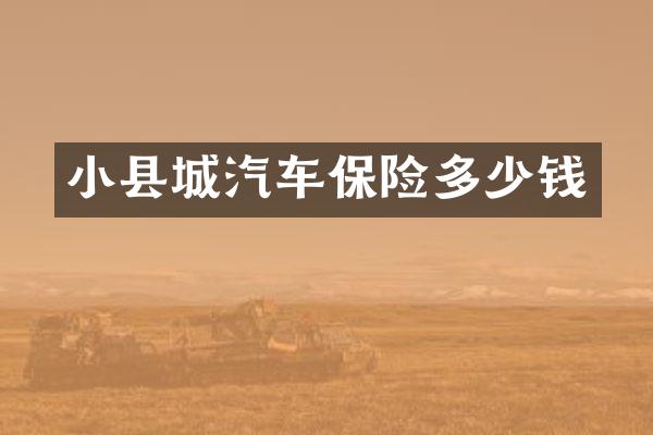 小县城汽车保险多少钱