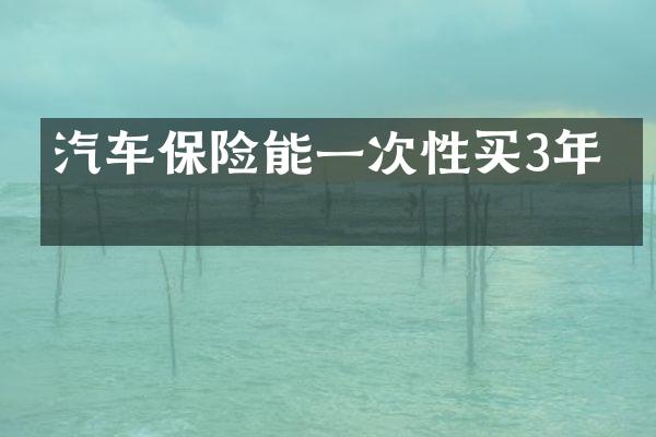 汽车保险能一次性买3年吗