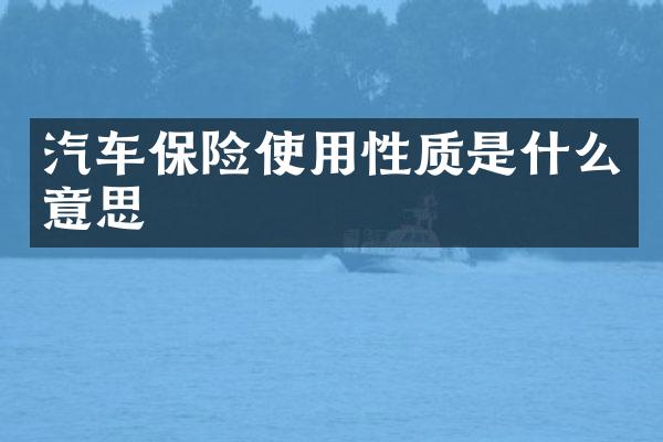 汽车保险使用性质是什么意思