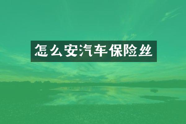 怎么安汽车保险丝