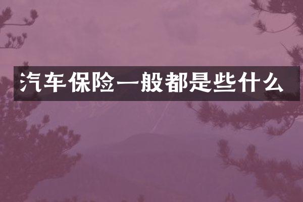 汽车保险一般都是些什么