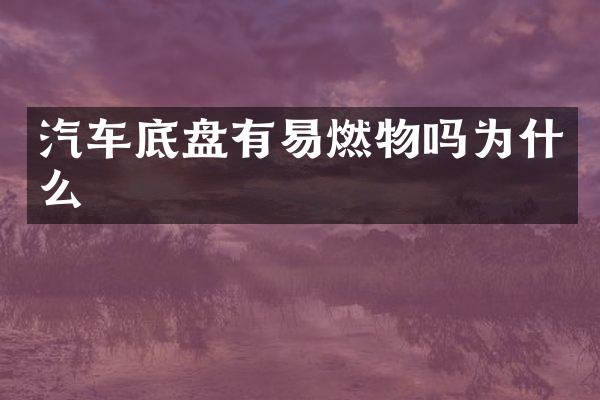 汽车底盘有易燃物吗为什么