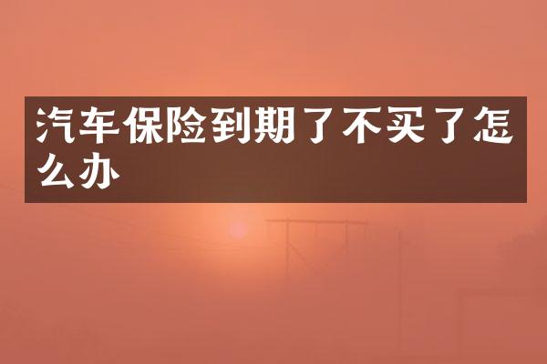 汽车保险到期了不买了怎么办