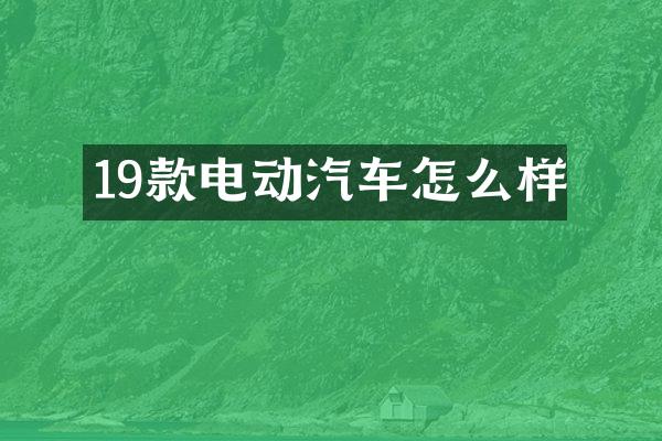 19款电动汽车怎么样