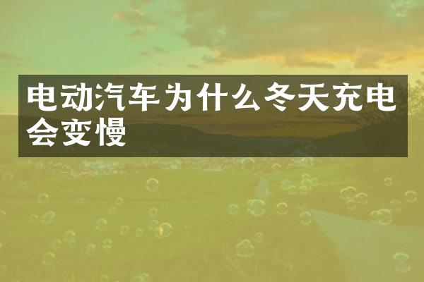 电动汽车为什么冬天充电会变慢