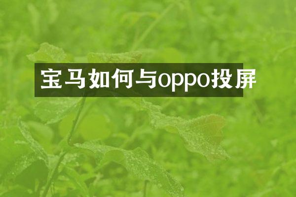 宝马如何与oppo投屏