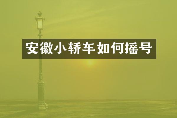 安徽小轿车如何摇号