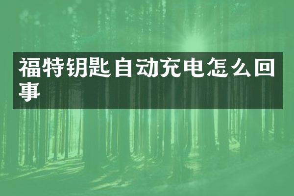 福特钥匙自动充电怎么回事