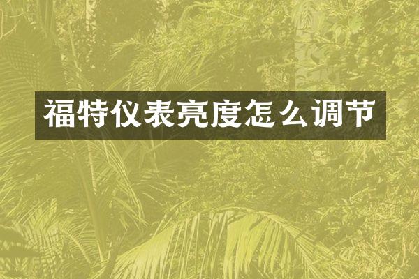 福特仪表亮度怎么调节