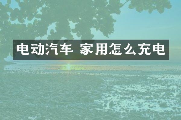 电动汽车 家用怎么充电