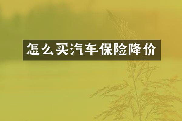 怎么买汽车保险降价