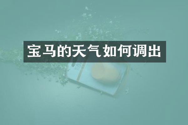 宝马的天气如何调出