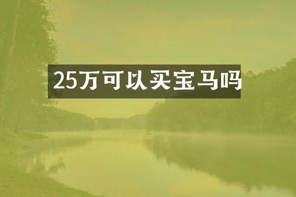 25万可以买宝马吗