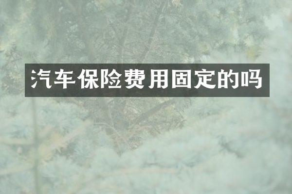 汽车保险费用固定的吗