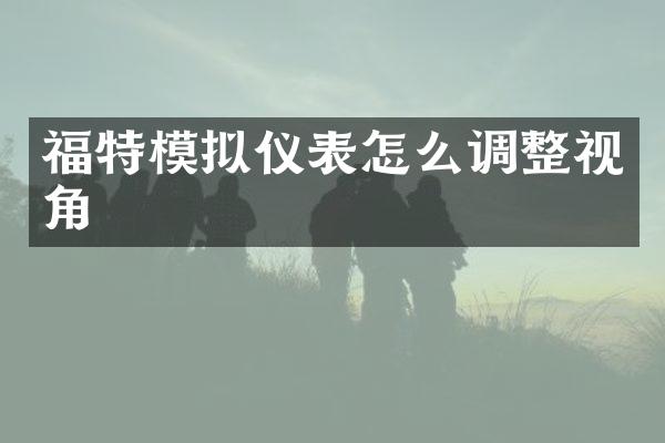福特模拟仪表怎么调整视角