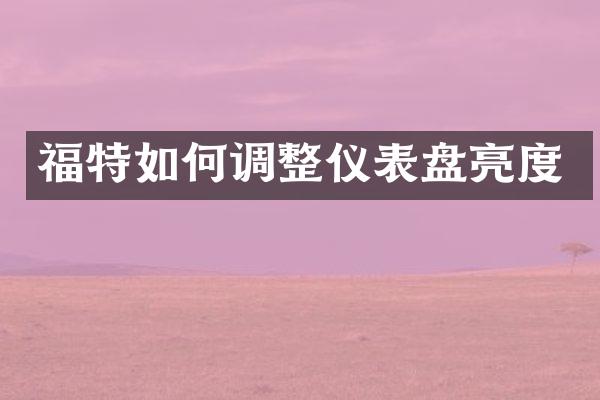 福特如何调整仪表盘亮度