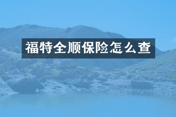福特全顺保险怎么查
