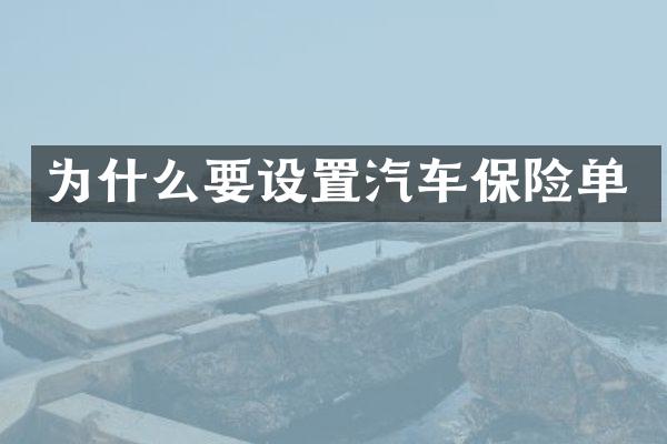 为什么要设置汽车保险单