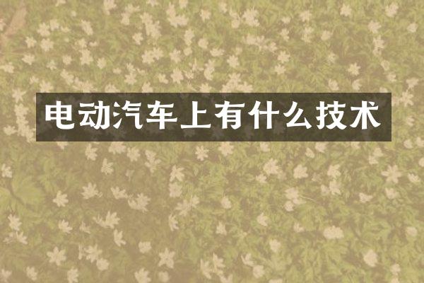 电动汽车上有什么技术