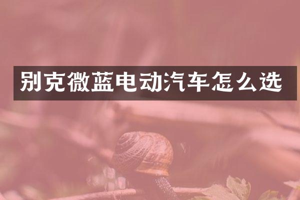 别克微蓝电动汽车怎么选